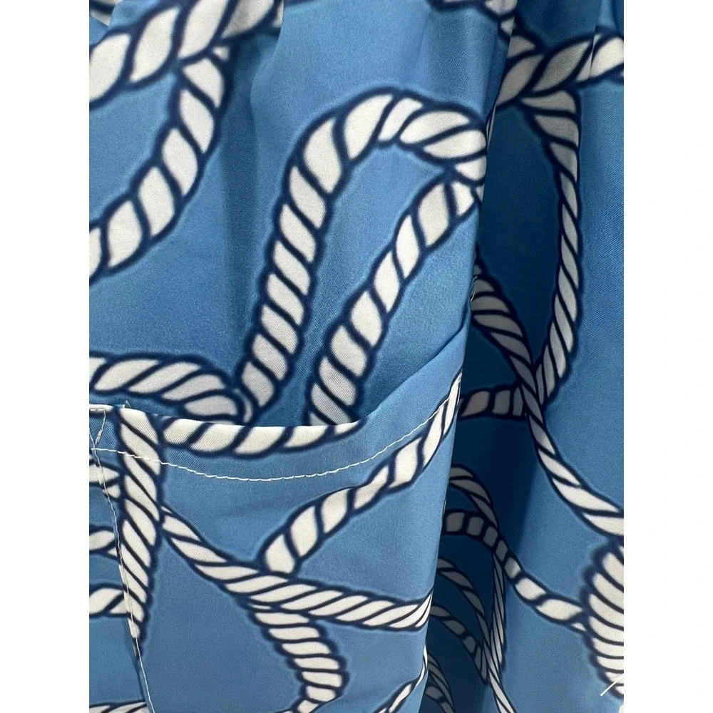Ouku Men's 3XL Blue Rope‎ Print Swim Trunks Elastic Waist Drawstring Lined New